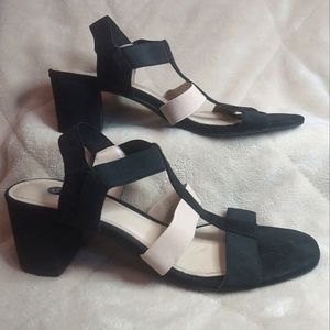 🌺 2/$20. Dressbarn Ella 2" Chunky Heel Slingback Mule Sandal 8 1/2 M Black Tan